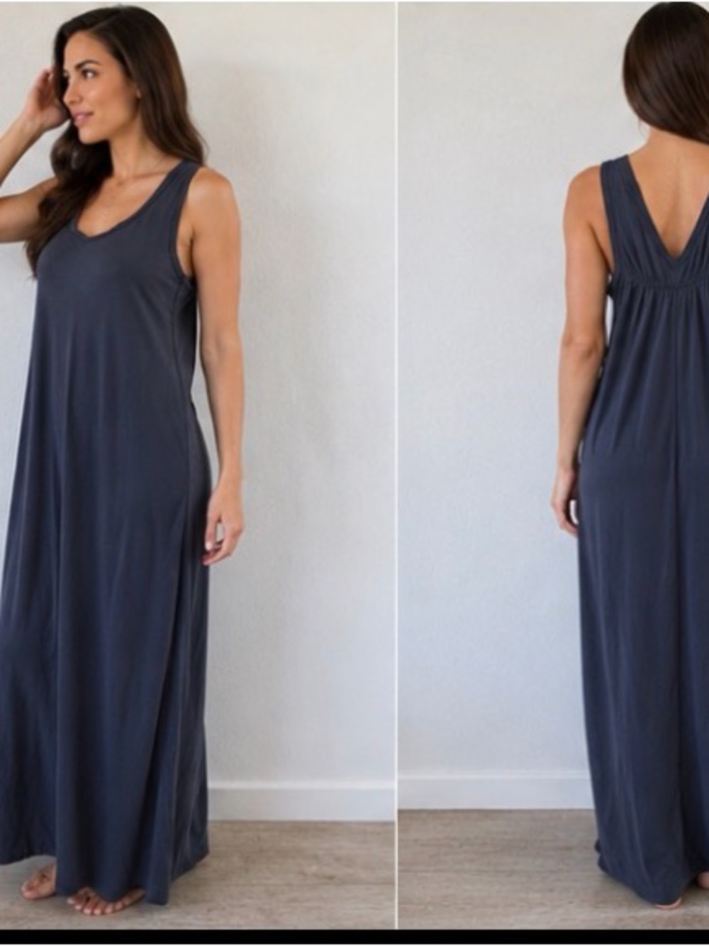 Susina Sleeveless Maxi Dress in Charcoal Gray
